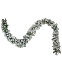 Flocked Madison Pine Artificial Christmas Garland with Pre-lit Clear Lights, 9' x 10"