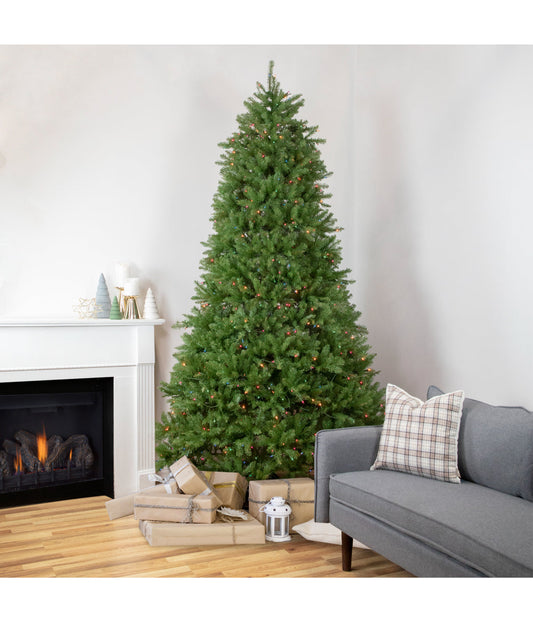 Rockwood Pine Artificial Christmas Tree with Pre-Lit Multi Lights, 9'