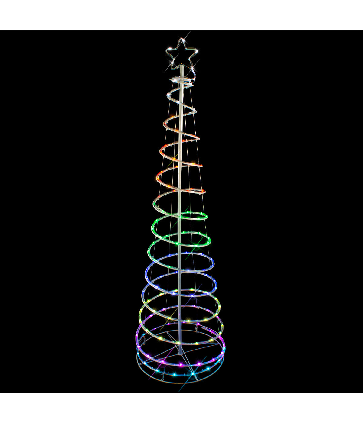  NorthLight LED Color Changing Multiple Function Outdoor Spiral Christmas Tree, 6' - White - Bonton