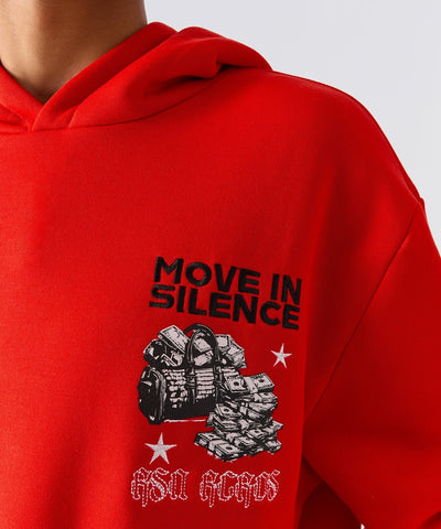 Hustle Over Hype Embroidered Hoodie - Red