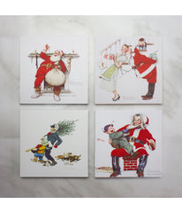 Classic Norman Rockwell Christmas Canvas Prints Set of 4