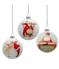 Glass Norman Rockwell Christmas Disc Ornament Set of 3