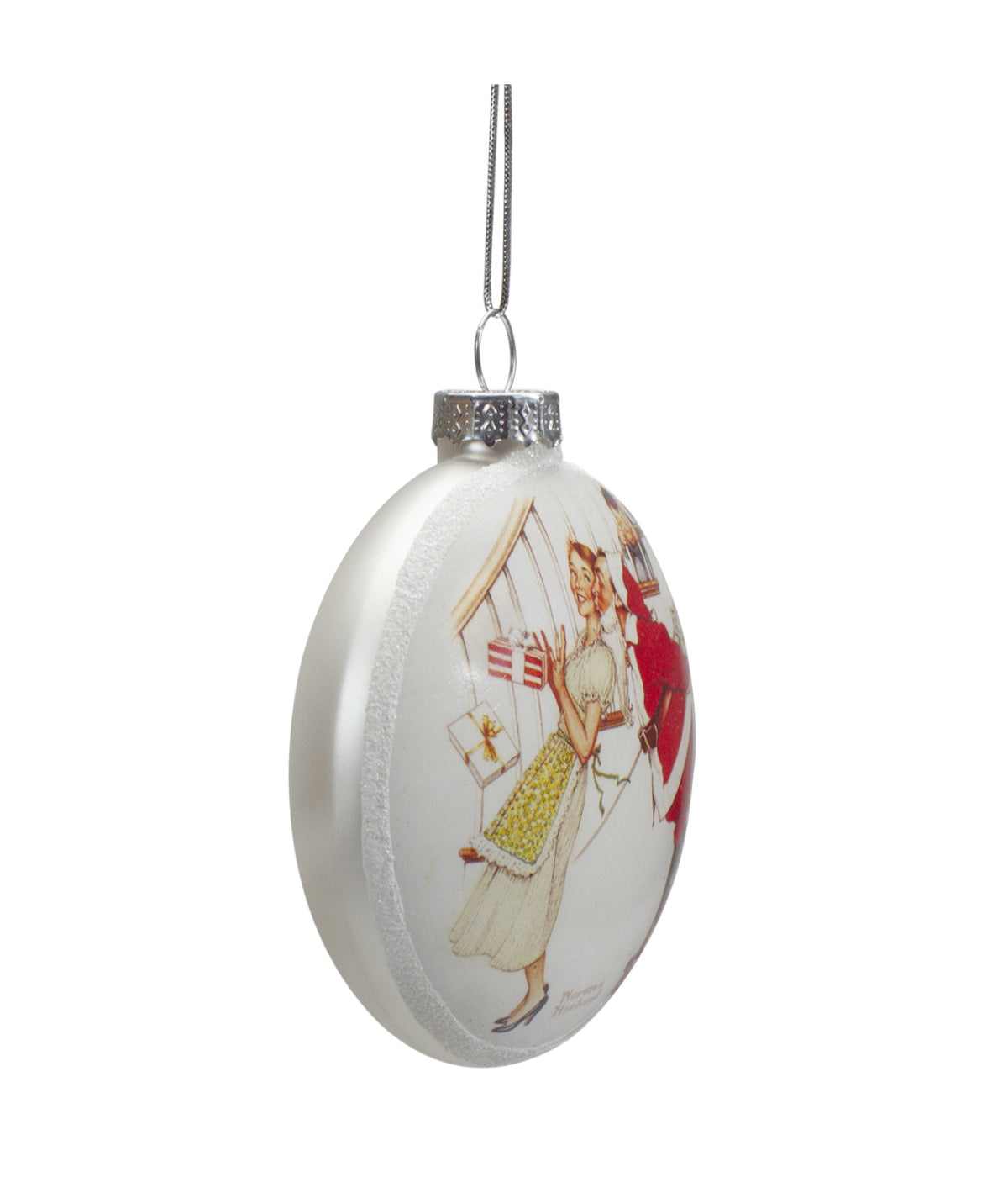  NorthLight Glass Norman Rockwell Christmas Disc Ornament Set of 3 - White - Bonton