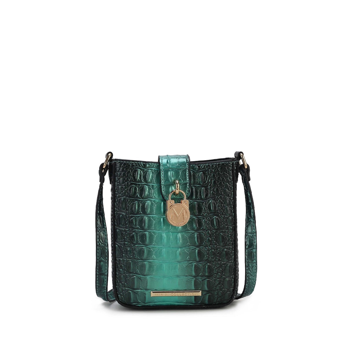  MKF Collection Avery Croc-Embossed Crossbody Bag - Croco Navy - Bonton