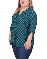 Long Tab-Sleeve Top With Pockets