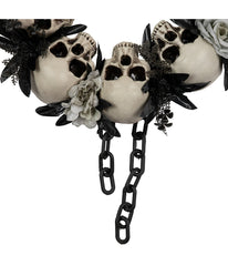 Skulls and Chains with Gray Roses Halloween Wreath 15-Inch Unlit