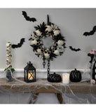 Skulls and Chains with Gray Roses Halloween Wreath 15-Inch Unlit