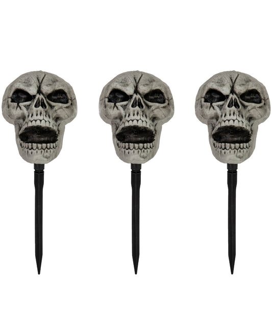 Skull Stakes Outdoor Yard Halloween Decorations Set of 3