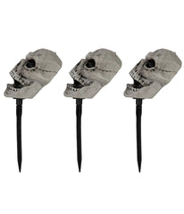 Skull Stakes Outdoor Yard Halloween Decorations Set of 3