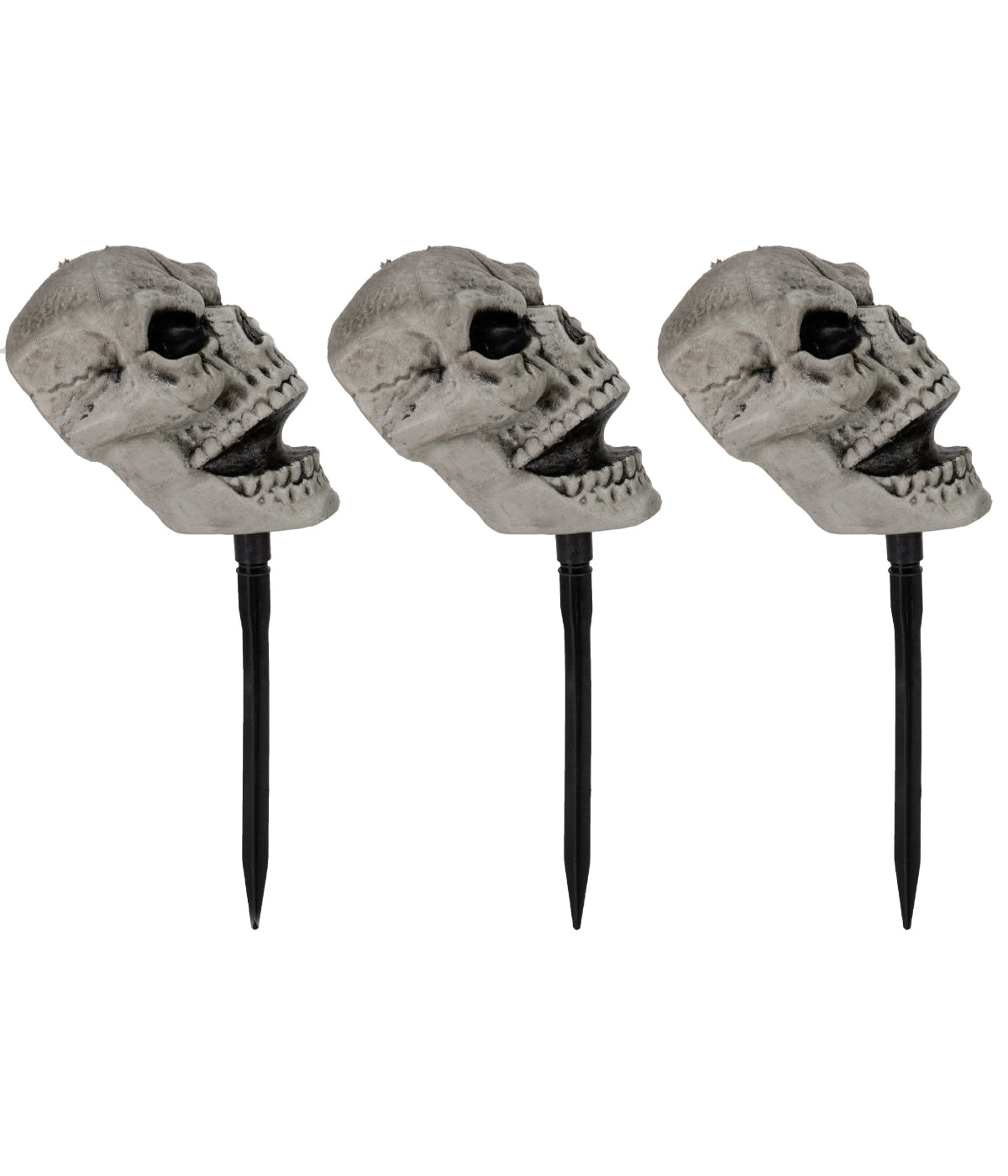  Skull Stakes Outdoor Yard Halloween Decorations Set of 3 - Gray - Bonton