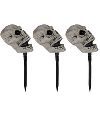 Skull Stakes Outdoor Yard Halloween Decorations Set of 3