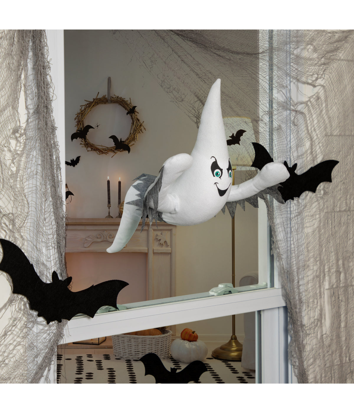  Ghoulish Ghost 3-D Halloween Window Decoration - White - Bonton