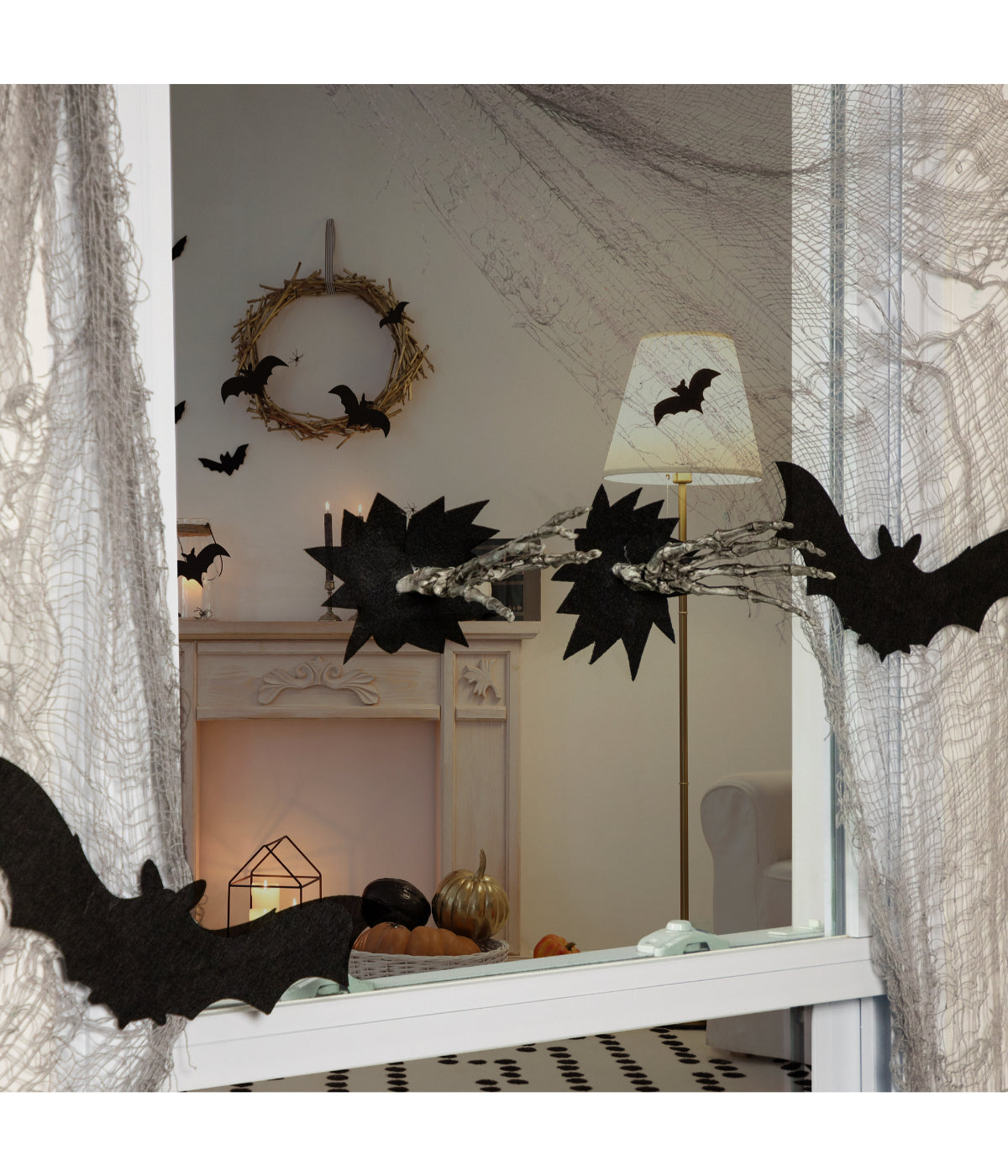  NorthLight Skeleton Hands Halloween Window Decoration - Black - Bonton