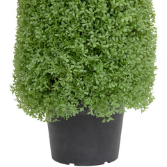 4' Artificial Boxwood Cone Topiary Tree with Round Pot Unlit