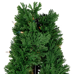 4.5' Pre-Lit Artificial Cedar Double Spiral Topiary Tree in Urn Style Pot Clear Lights