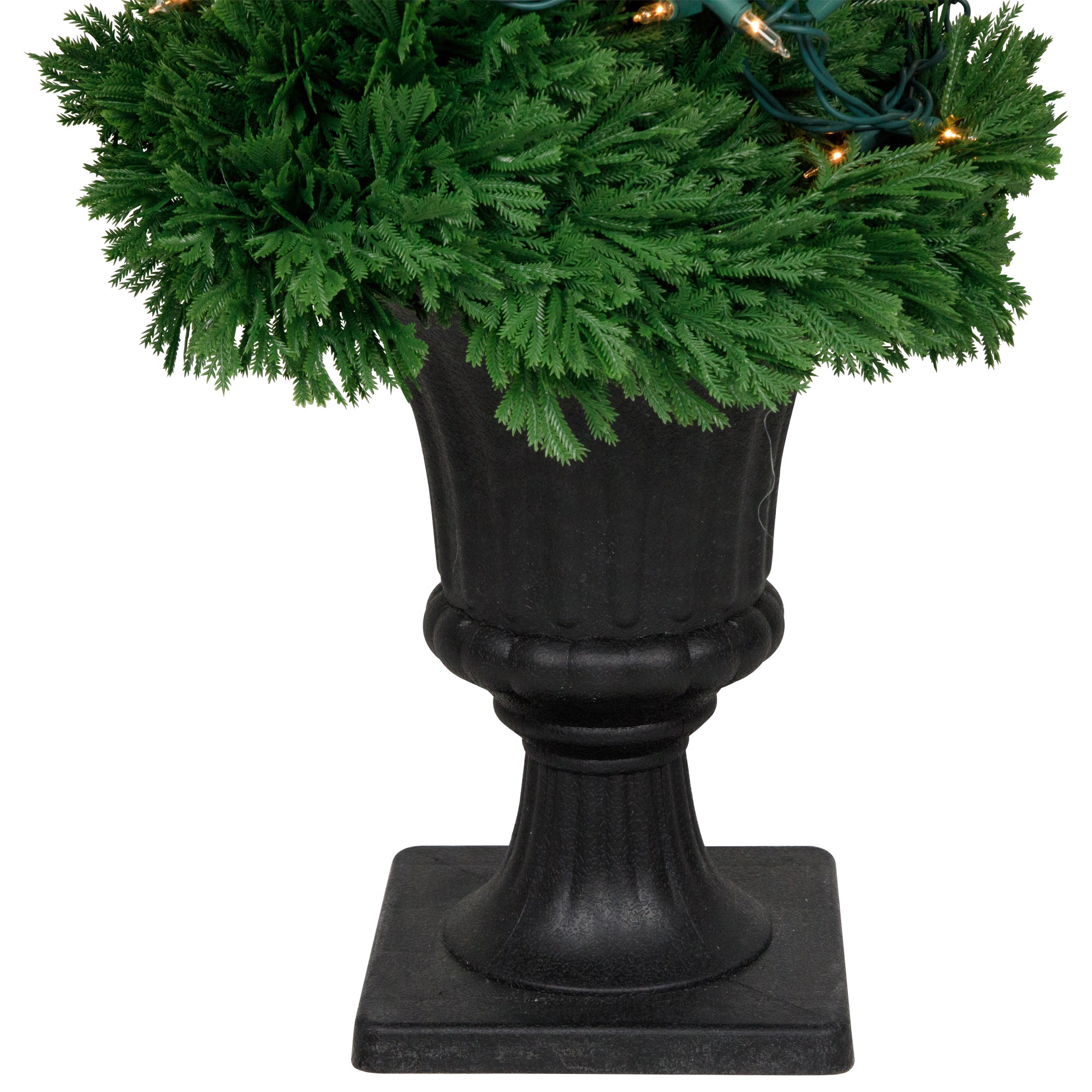  NorthLight 4.5' Pre-Lit Artificial Cedar Double Spiral Topiary Tree in Urn Style Pot Clear Lights - Green - Bonton