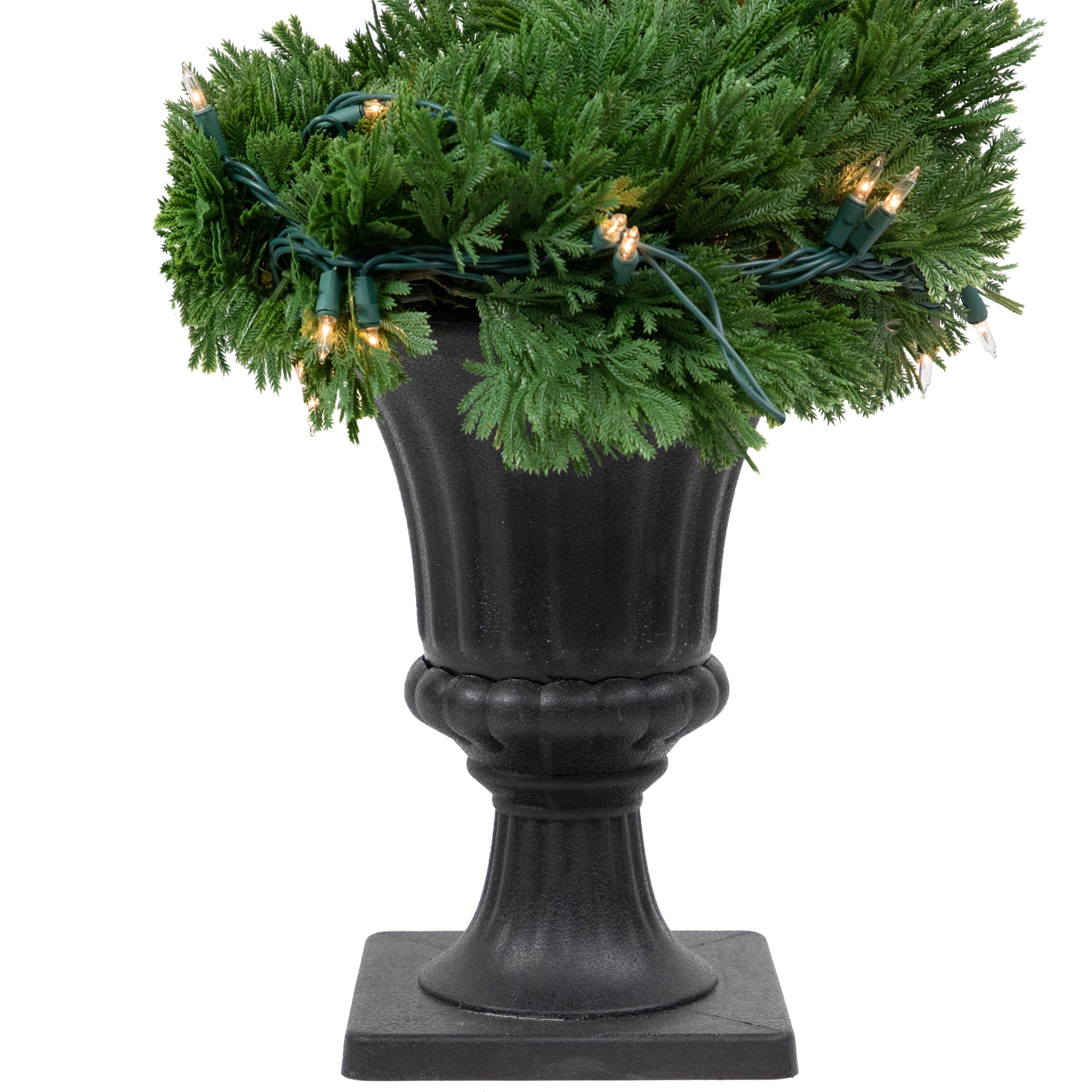  NorthLight 4.5' Pre-Lit Artificial Cedar Spiral Topiary Tree in Urn Style Pot Clear Lights - Green - Bonton