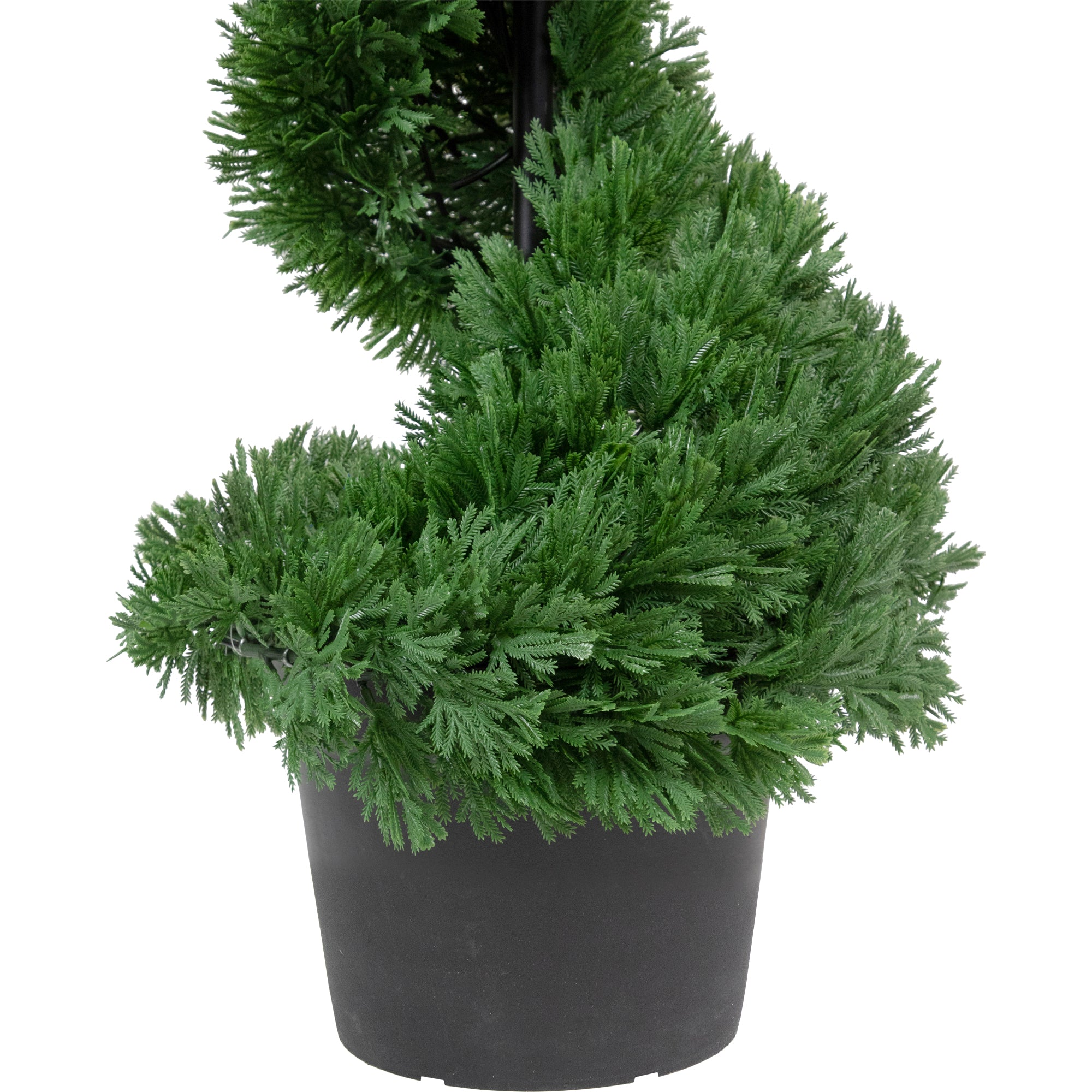  NorthLight 4' Artificial Cedar Spiral Topiary Tree in Black Pot Unlit - Green - Bonton