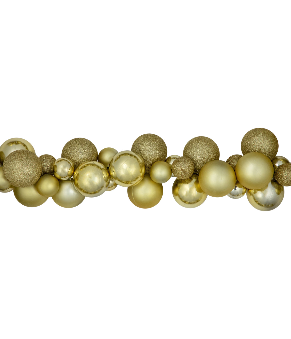  Shatterproof Ball Vegas Gold 3-Finish Christmas Garland, 6' - Gold - Bonton