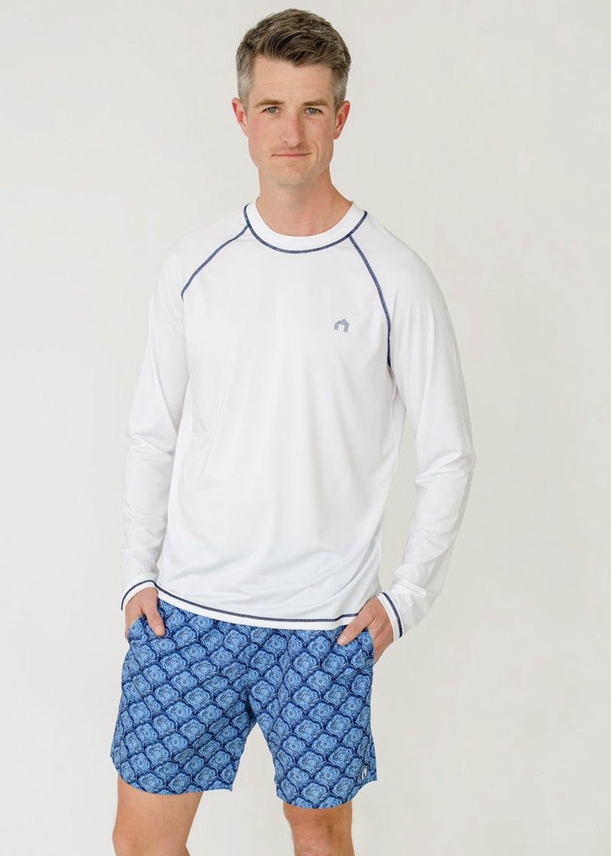  Cabana Life Men's White Long Sleeve Cabana Rashguard - S - Bonton