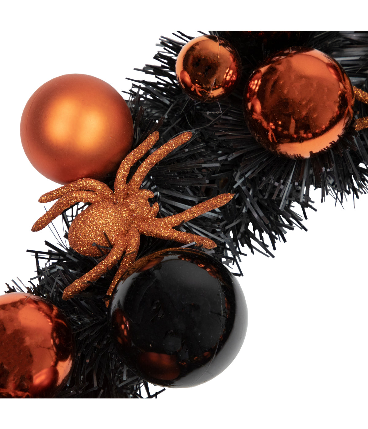  Orange Spiders and Ornaments Halloween Wreath 18-Inch Unlit - Black - Bonton