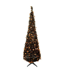 Fall Harvest Pop Up Artificial Thanksgiving Tall Tree with Pumpkins Green