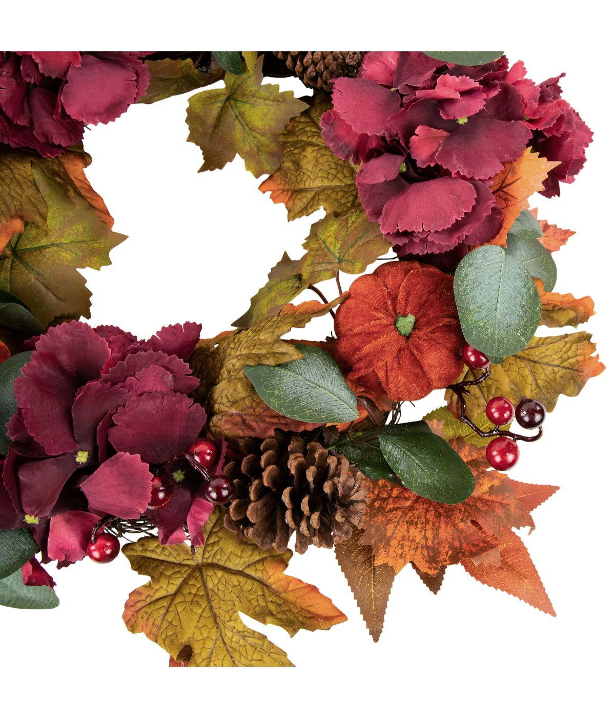  Orange and Burgundy Fall Harvest Artificial Floral and Pinecone Wreath Orange - Orange - Bonton