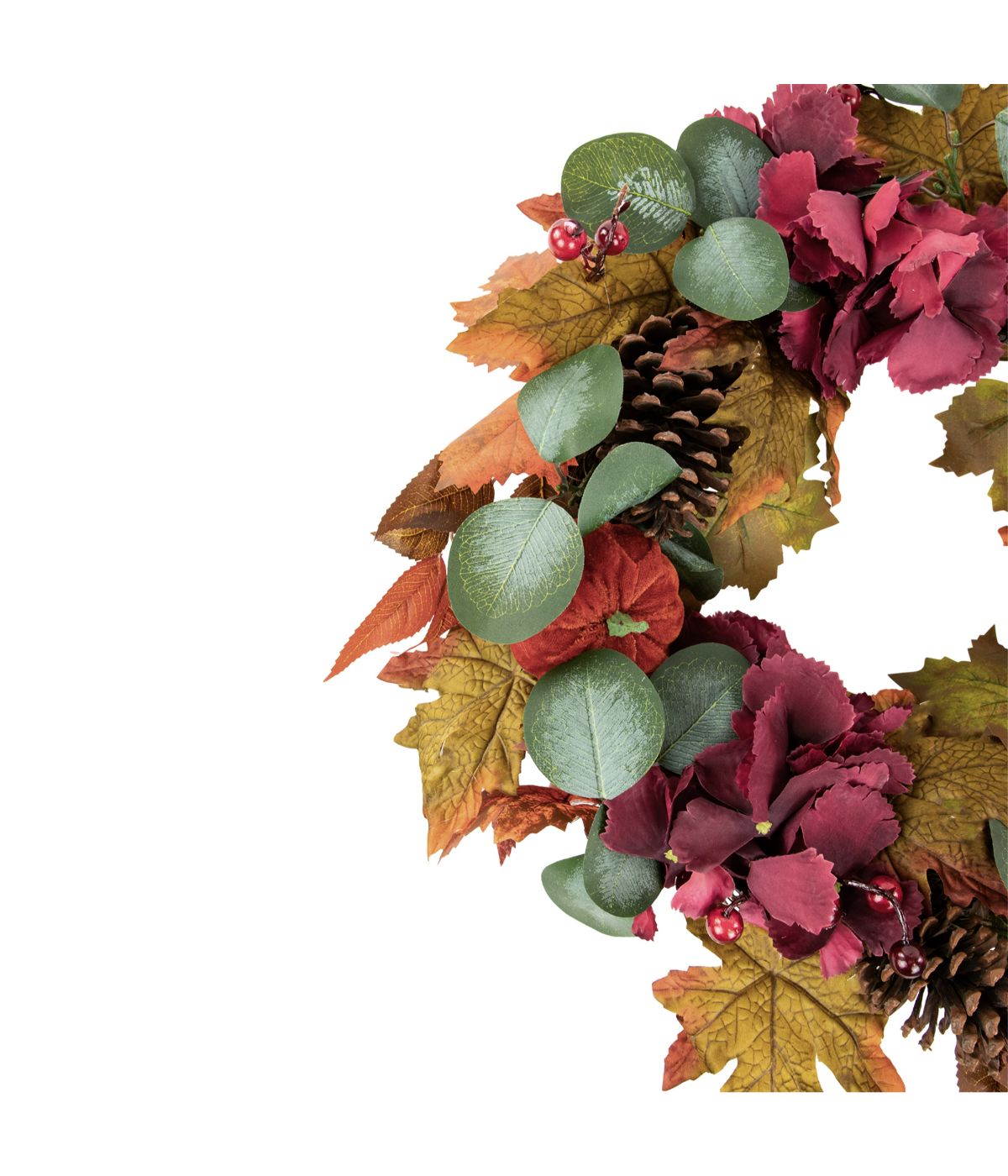  Orange and Burgundy Fall Harvest Artificial Floral and Pinecone Wreath Orange - Orange - Bonton