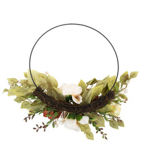 Autumn Harvest Artificial Floral Half Wreath with Fall Foliage Orange