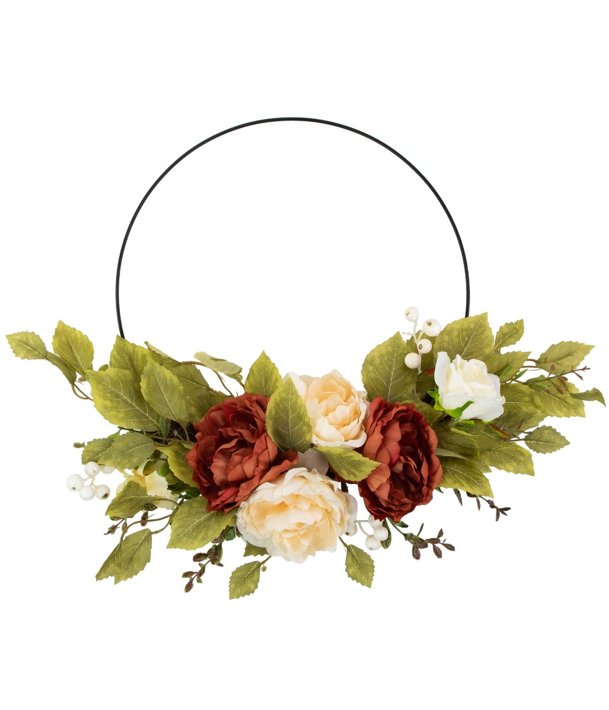  Autumn Harvest Artificial Floral Half Wreath with Fall Foliage Orange - Orange - Bonton