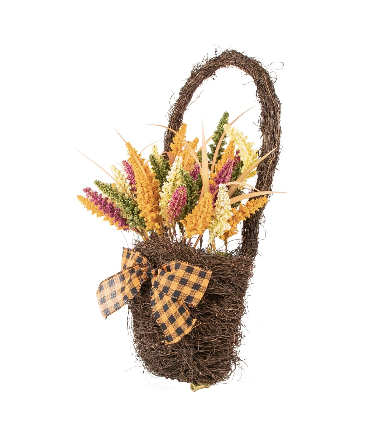  Autumn Harvest Hanging Basket with Artificial Fall Foliage Orange - Orange - Bonton