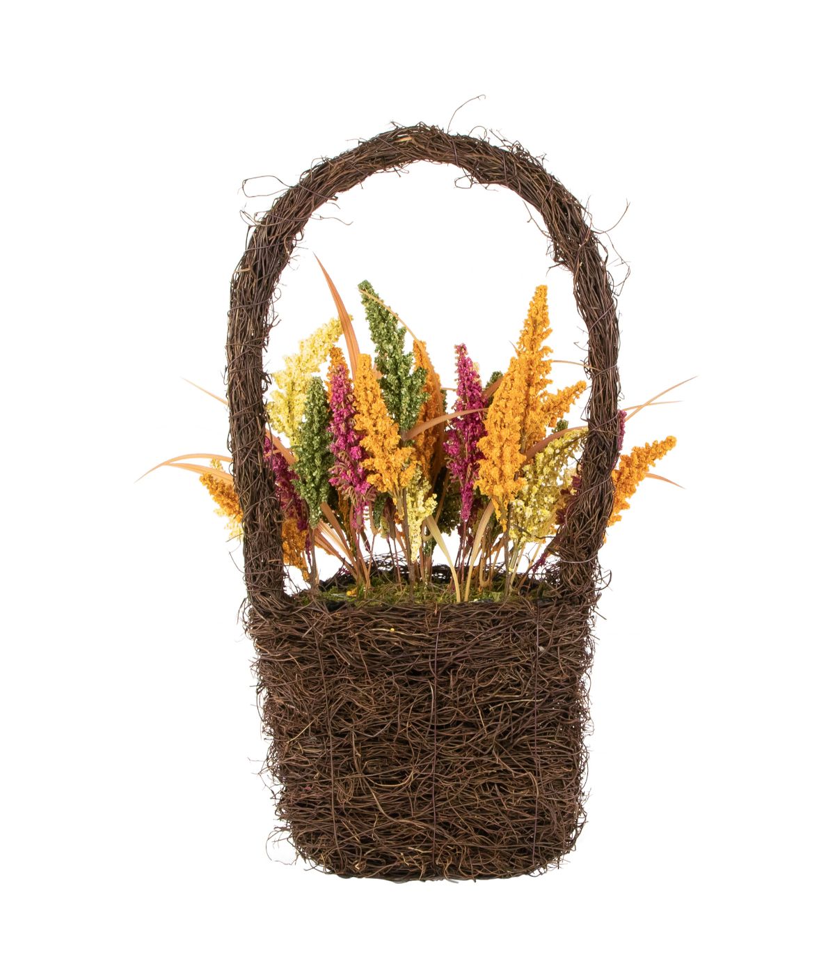  Autumn Harvest Hanging Basket with Artificial Fall Foliage Orange - Orange - Bonton