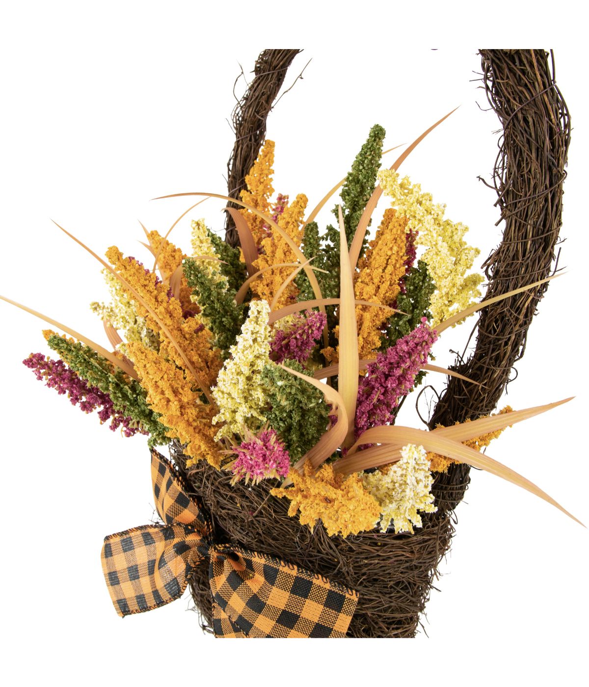  Autumn Harvest Hanging Basket with Artificial Fall Foliage Orange - Orange - Bonton