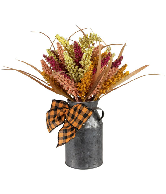 Autumn Harvest Foliage in Canister Floral Decoration Orange