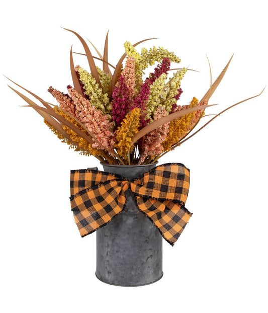 Autumn Harvest Foliage in Canister Floral Decoration Orange