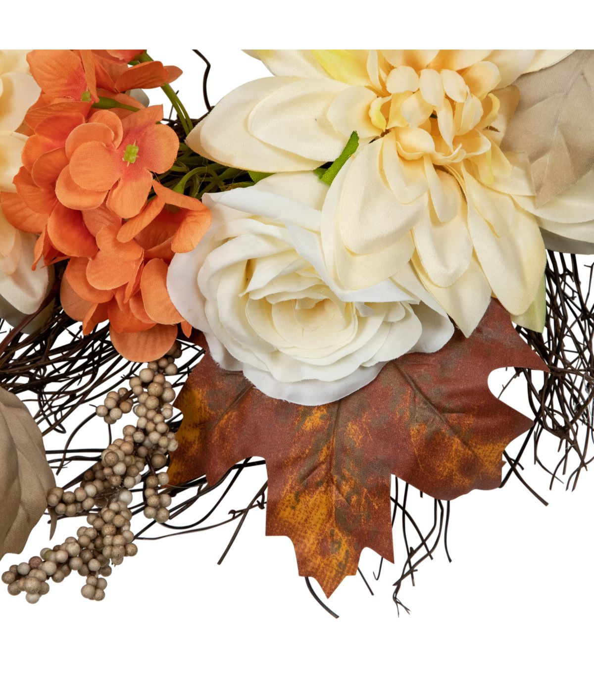  Orange and Cream Floral Fall Harvest Artificial Wreath Orange - Orange - Bonton