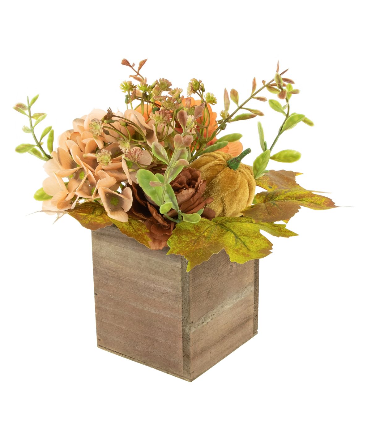  Orange Floral and Pumpkin Wooden Box Fall Harvest Tabletop Decoration Orange - Orange - Bonton