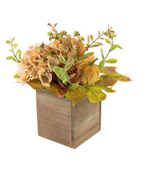 Orange Floral and Pumpkin Wooden Box Fall Harvest Tabletop Decoration Orange