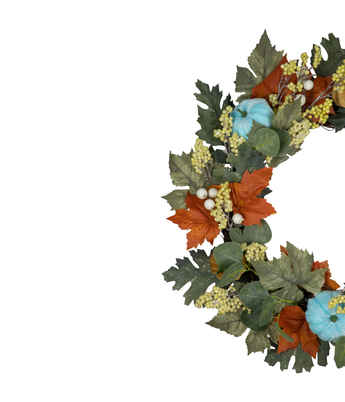  Green and Orange Foliage and Gourds Thanksgiving Artificial Wreath Green - Green - Bonton