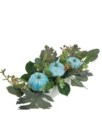 Box of Foliage and Pumpkins Thanksgiving Decoration Blue