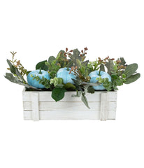 Box of Foliage and Pumpkins Thanksgiving Decoration Blue