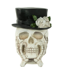 Skull with Top Hat and Roses Halloween Decoration