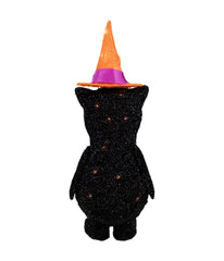 Lighted Black Cat in Witch's Hat Halloween Yard Decoration