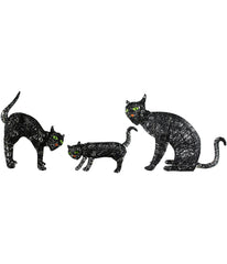 Lighted Black Cat Family Outdoor Halloween Decorations Set of 3