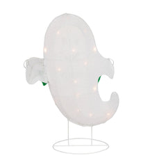 Lighted White Ghost with "Boo" Banner Halloween Decoration