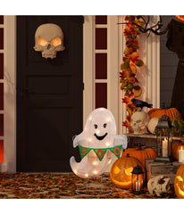 Lighted White Ghost with "Boo" Banner Halloween Decoration