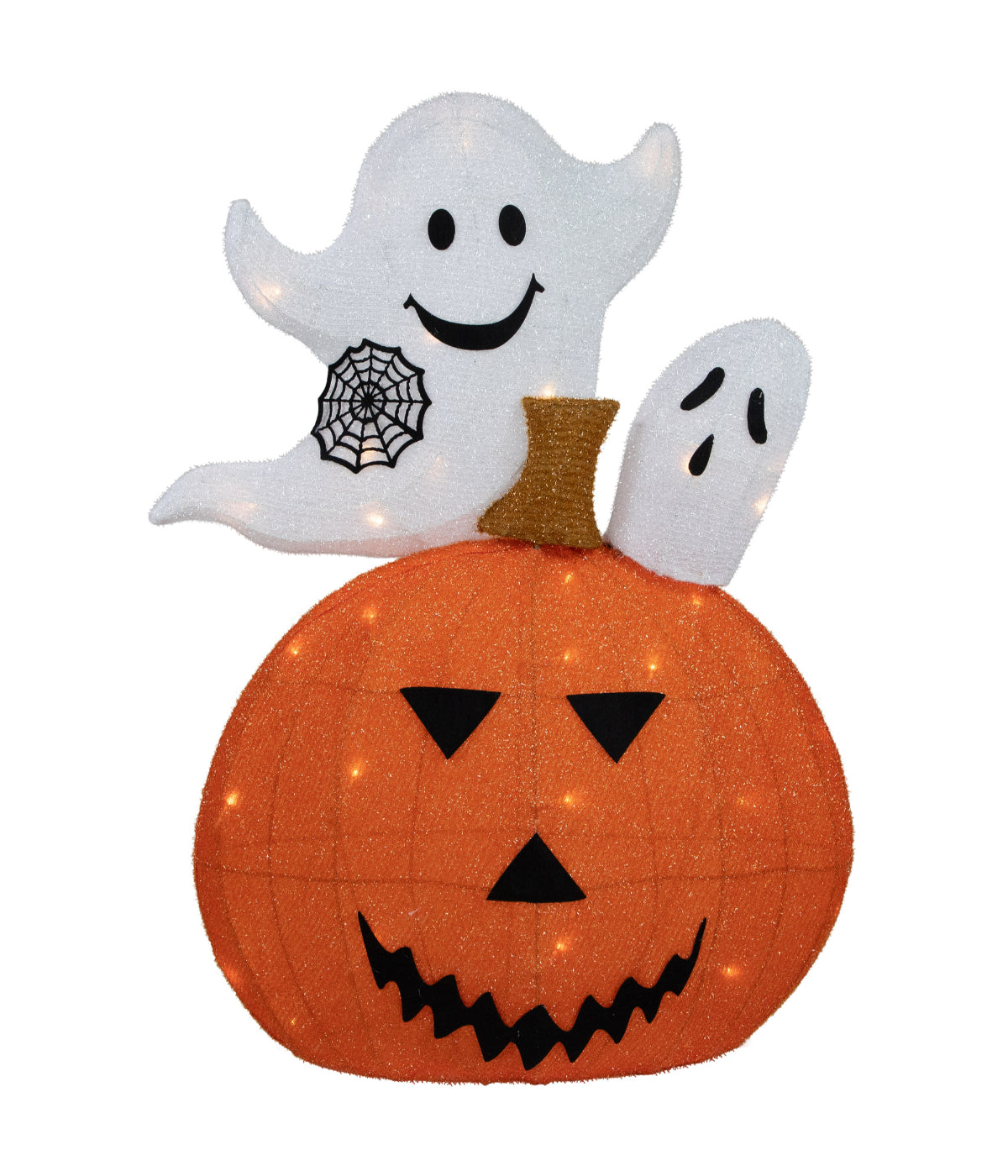  Lighted Battery Operated Jack-O-Lantern and Ghosts Halloween Decoration - Orange - Bonton