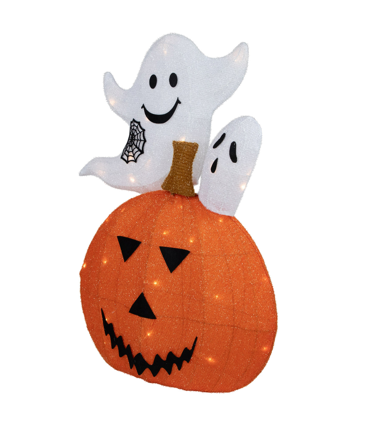  Lighted Battery Operated Jack-O-Lantern and Ghosts Halloween Decoration - Orange - Bonton