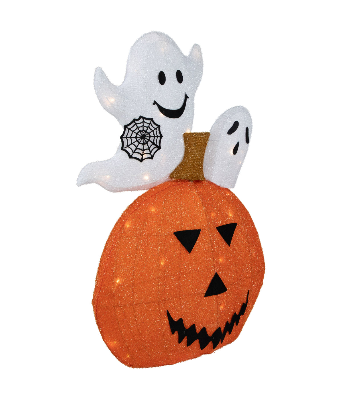  Lighted Battery Operated Jack-O-Lantern and Ghosts Halloween Decoration - Orange - Bonton