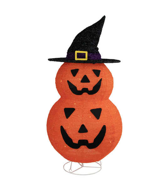 Pop-up Jack-O-Lanterns with Witch's Hat Outdoor Halloween Decoration